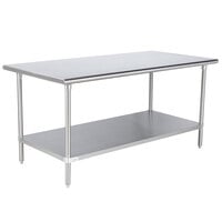 Advance Tabco Premium Series SS-366 36 inch x 72 inch 14 Gauge Stainless Steel Commercial Work Table with Undershelf