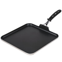 Vollrath 77530 Tribute 12 inch Tri-Ply Stainless Steel Non-Stick Griddle with Ceramiguard II Coating and Black TriVent Silicone Handle