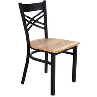 Lancaster Table & Seating Black Cross Back Chair with Driftwood Seat - Detached Seat