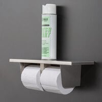 Lavex Janitorial Two Roll Stainless Steel Toilet Tissue Dispenser with Utility Shelf