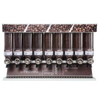 Rosseto SD3211 Bulkshop Premium Coffee Merchandiser Shelf with 9 Canisters - 48 inch x 20 3/4 inch x 30 3/8 inch