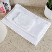 Oxford Silver 16 inch x 27 inch White Open End Cotton / Poly Hand Towel 3 lb. - 300/Case