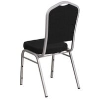 Flash Furniture FD-C01-S-11-GG Hercules Black Fabric Crown Back Stackable Banquet Chair with Silver Frame