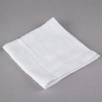 Oxford Silver 12 inch x 12 inch White Open End Cotton / Poly Wash Cloth 1 lb. - 600/Case