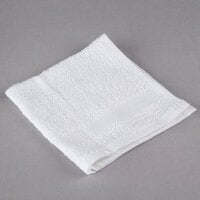 Oxford Silver 12 inch x 12 inch White Open End Cotton / Poly Wash Cloth 1 lb. - 12/Pack