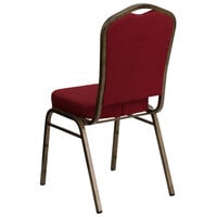 Flash Furniture FD-C01-GOLDVEIN-3169-GG Hercules Burgundy Fabric Crown Back Stackable Banquet Chair with Gold Vein Frame