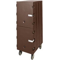 Cambro 1826DBCSP131 Camcart Dark Brown Double Compartment Food Storage Box Carrier with Security Package