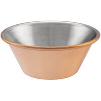 Choice 1.5 oz. Smooth Copper-Plated Stainless Steel Round Sauce Cup - 12/Pack