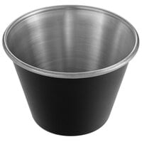 Choice 2.5 oz. Matte Black Stainless Steel Round Sauce Cup - 12/Pack