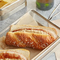 J & J Snack Foods Bavarian Bakery 3.2 oz. Gourmet Bavarian Pretzel Pre-Sliced Hot Dog Roll - 50/Case