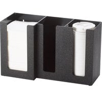 Cal-Mil 375-13 Classic Black 3-Section Countertop Cup, Lid, and Napkin Organizer