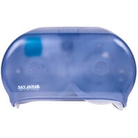 San Jamar R3600TBL Versatwin Double Roll Standard Toilet Tissue Dispenser - Arctic Blue