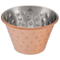 Choice 4 oz. Hammered Copper-Plated Stainless Steel Round Sauce Cup - 12/Pack