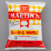 Martin's 1 oz. Bar-B-Q Waffle Potato Chip Bag - 30/Case
