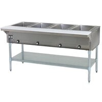 Eagle Group SHT4 Natural Gas Steam Table Four Pan - All Stainless Steel - Open Well