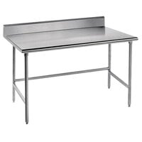 Advance Tabco TKMS-304 30" x 48" 16 Gauge Open Base Stainless Steel Commercial Work Table with 5" Backsplash