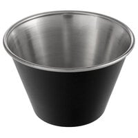 Choice 4 oz. Matte Black Stainless Steel Round Sauce Cup - 12/Pack