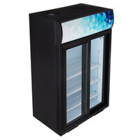 Avantco CSM-4-HC Black Countertop Display Refrigerator with Sliding Door and Merchandising Panel