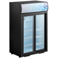 Avantco CSM-4-HC Black Countertop Display Refrigerator with Sliding Door and Merchandising Panel