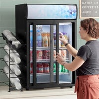Avantco CSM-4-HC Black Countertop Display Refrigerator with Sliding Door and Merchandising Panel