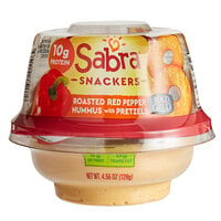 Sabra 4.56 oz. Roasted Red Pepper Hummus with Rold Gold Pretzels - 12/Case