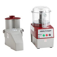 Robot Coupe R2CLR DICE Combination Food Processor with 3 Qt. / 3 Liter Clear Bowl, Continuous Feed & 4 Discs - 2 hp