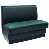 American Tables & Seating 46" Long Forest Green Plain Single Back Fully Upholstered Booth - 42" High