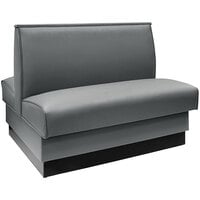 American Tables & Seating 46" Long Gunmetal Plain Double Back Fully Upholstered Booth - 42" High
