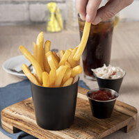 Choice 14 oz. Matte Black Stainless Steel Appetizer / French Fry Holder with Flat Top