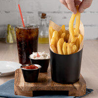 Choice 12 oz. Matte Black Stainless Steel Appetizer / French Fry Holder with Angled Top