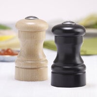 Chef Specialties 04556 Professional Series 4 inch Customizable Capstan Ebony Pepper Shaker and Natural Salt Shaker Set