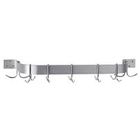 Advance Tabco SW1-36-EC 36 inch Stainless Steel Wall Mounted Single Line Pot Rack with 6 Double Prong Hooks