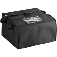 Choice Insulated Pizza Delivery Bag, Black Nylon, 16 inch x 16 inch x 8 inch - Holds Up To (4) 12 inch or 14 inch Pizza Boxes