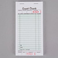 Adams 525SW 1-Part White / Green Guest Check Book with Receipt Stub - 10/Pack