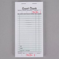 Adams 525SWMT 1-Part White / Green Guest Check Book with Receipt Stub - 5/Pack