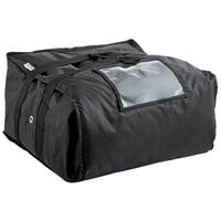 ServIt Insulated Pizza Delivery Bag, Black Soft-Sided Heavy-Duty Nylon, 16" x 16" x 8" - Holds Up To (3) 12" or 14" Pizza Boxes