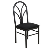 Lancaster Table & Seating Black Fan Back Restaurant Dining Room Chair with 1 3/4 inch Padded Seat - Detached Seat