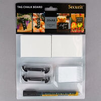American Metalcraft TAGA8BL 3" x 2" Mini White Chalk Cards and Marker Display Kit - 20/Pack