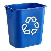 Rubbermaid FG295573BLUE 13 Qt. / 3.25 Gallon Blue Recycling Rectangular Wastebasket