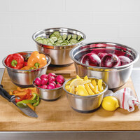 Choice Stainless Steel Mixing Bowls with Silicone Non-Slip Bases - 5/Set