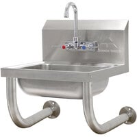 Advance Tabco 7-PS-64 Wall Mounted Hand Sink with Tubular Supports - 17 1/4 inch x 15 1/4 inch