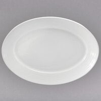 Oneida R4570000383 Botticelli 14 1/2 inch x 10 3/4 inch Oval Bright White Porcelain Platter - 12/Case