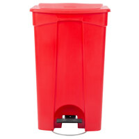 Lavex Janitorial 92 Qt. / 23 Gallon Red Rectangular Step-On Trash Can