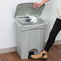 Lavex Janitorial 72 Qt. / 18 Gallon Gray Rectangular Step-On Trash Can