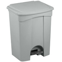 Lavex Janitorial 72 Qt. / 18 Gallon Gray Rectangular Step-On Trash Can