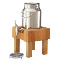 Frilich RMC030X004 3.2 Qt. Stainless Steel Milk Dispenser Set with Beech Wood Stand