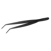 Mercer Culinary M35244BK Precision Plus 6 1/8 inch Black Fine Point Curved Tip Plating Tongs