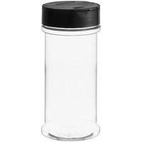 12 oz. Round Plastic Spice Induction Lined Storage / General Use Container with Black Dual Flapper Pour / Shake Lid