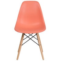 Flash Furniture FH-130-DPP-PE-GG Elon Series Peach Plastic Accent Side Chair with Wood Base