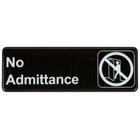 No Admittance Sign - Black and White, 9" x 3"